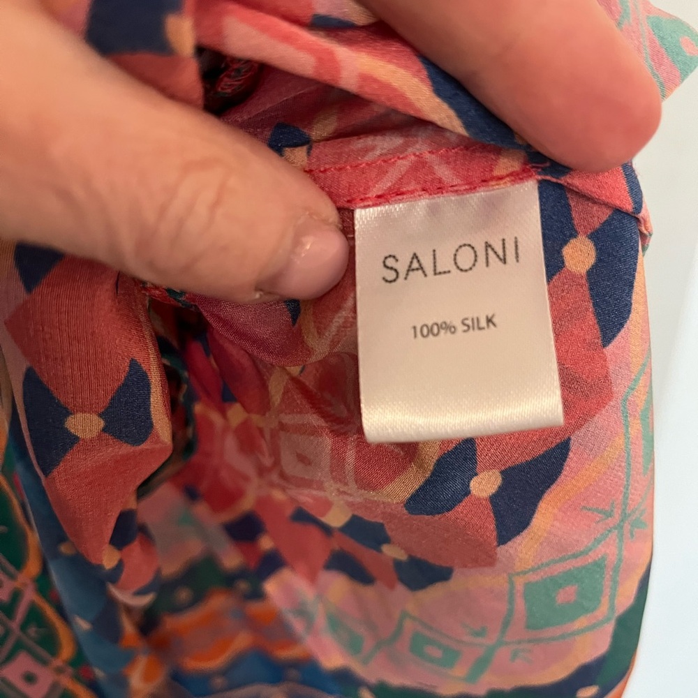 SALONI Blue Multi-Color Patterned Button Dress - Picture 6 of 8